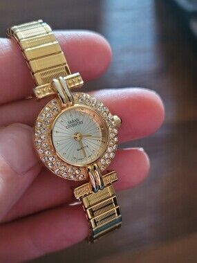 Sarah Coventry Quartz Gold Toned Rhinestone Encrusted Women's Wristwatch